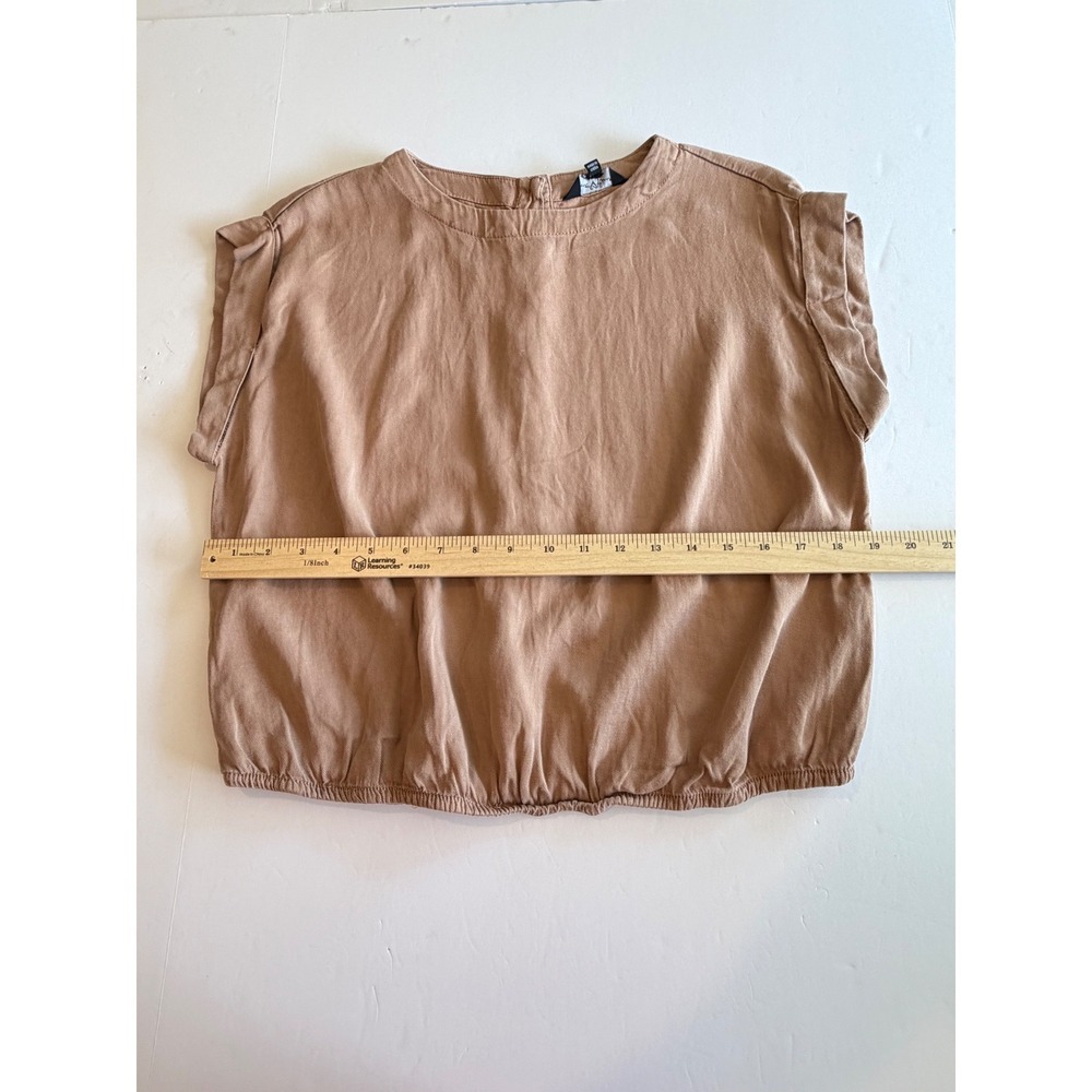 Velvet Heart Los Angeles Tan Tencel Linen Button Back Blouse Top Medium - Picture 4 of 6